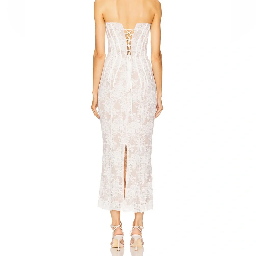 V. Chapman Strapless White Lace Column Dress - Picture 2 of 3